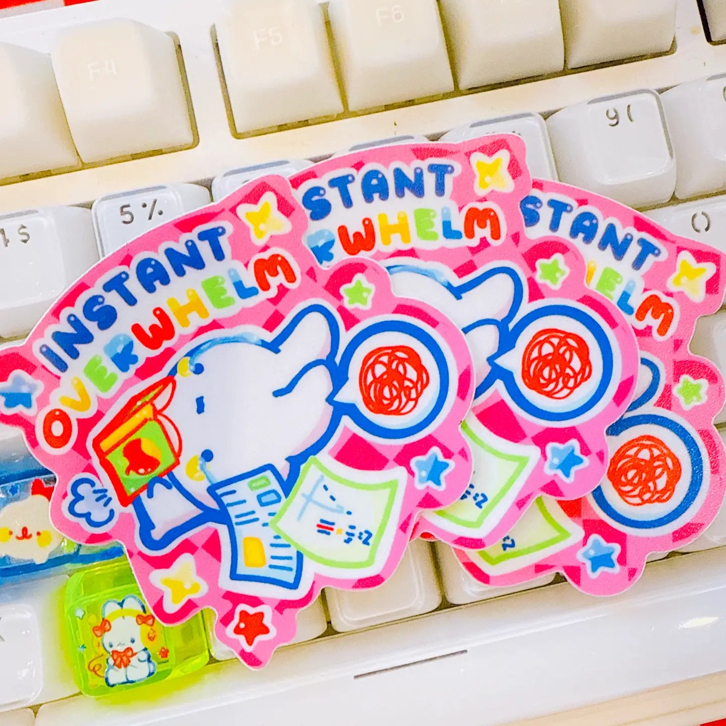 Instant Overwhelm Bunny Vinyl Sticker
