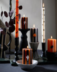 Halloween Striped Pillar Candles