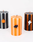 Halloween Striped Pillar Candles