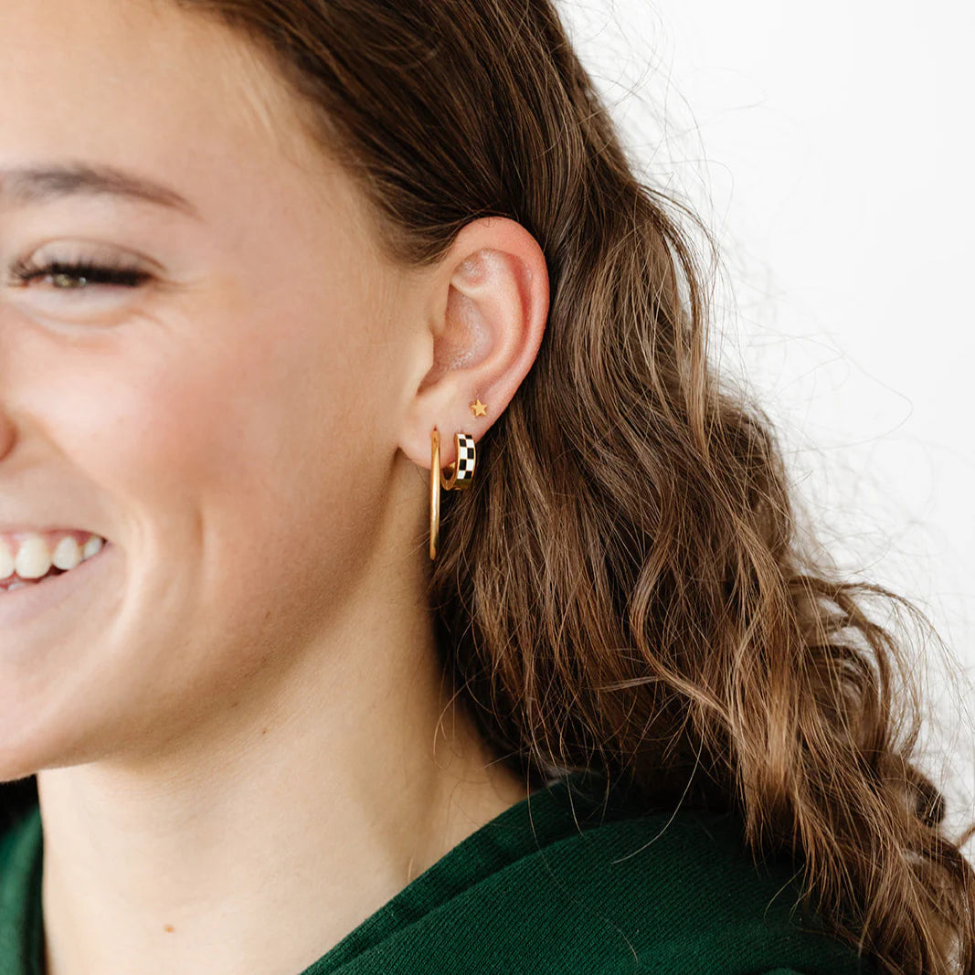 Checkered Huggie Earrings