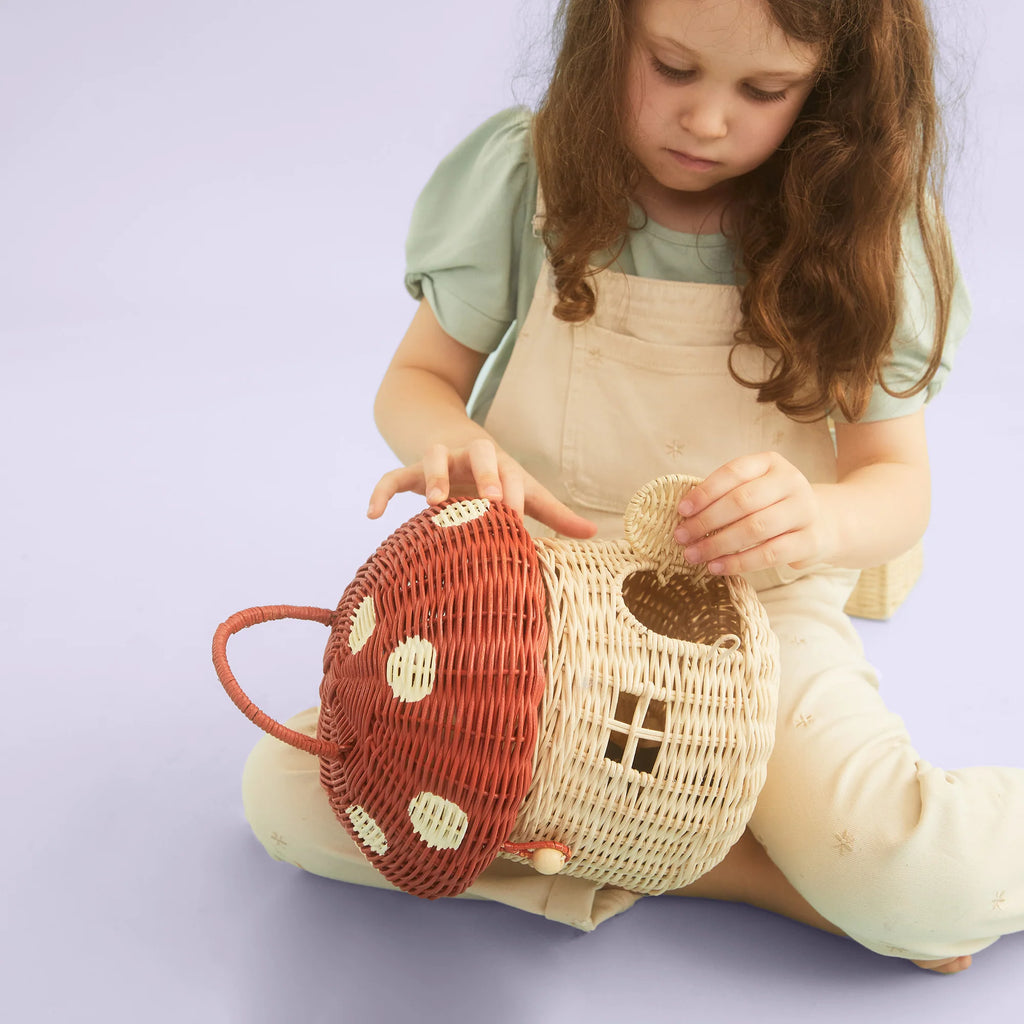 Rattan Mushroom Basket by Olli Ella Mochi Kids