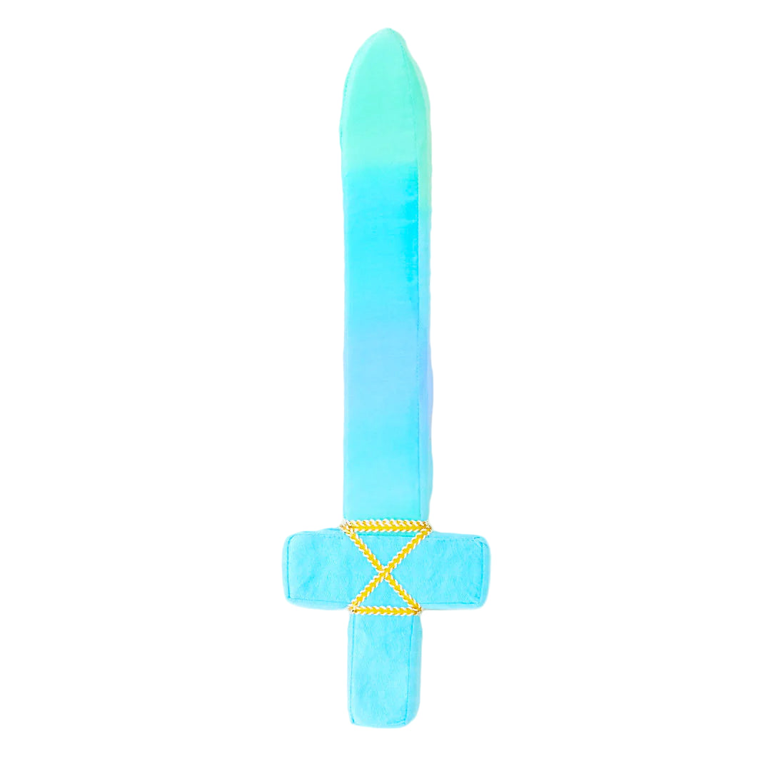Blue ombre sword with a yellow handle on a white background
