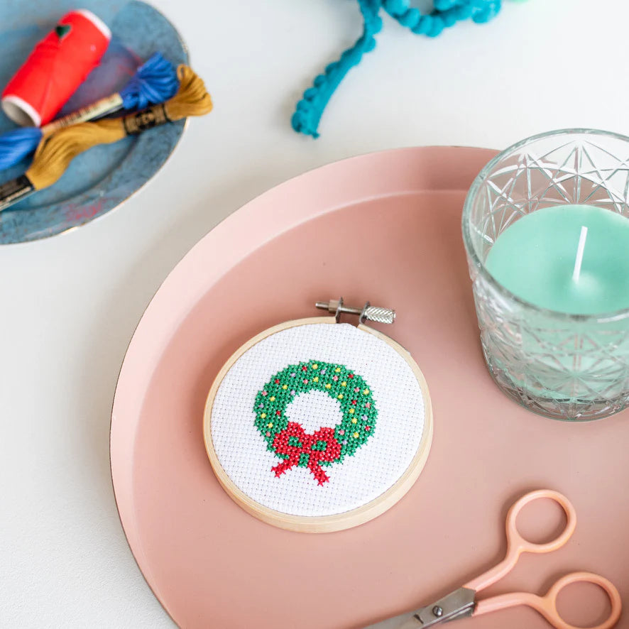 Christmas Wreath Cross Stitch Kit by Cotton Clara