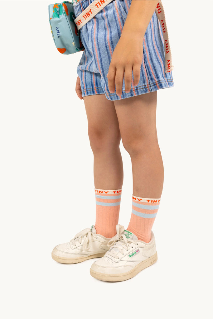 Tiny Medium Stripe Kid Socks - Papaya by Tinycottons