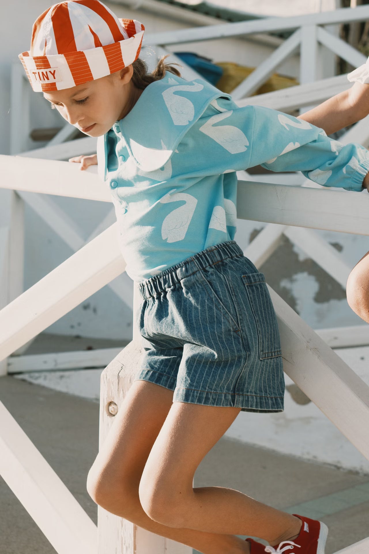 Striped Denim Shorts