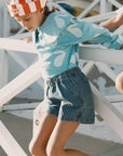 Striped Denim Shorts