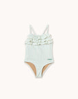 Cyan Fine Stripes Swimsuit