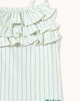 Cyan Fine Stripes Swimsuit