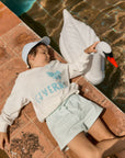 Cyan Fine Stripes Swim Trunks