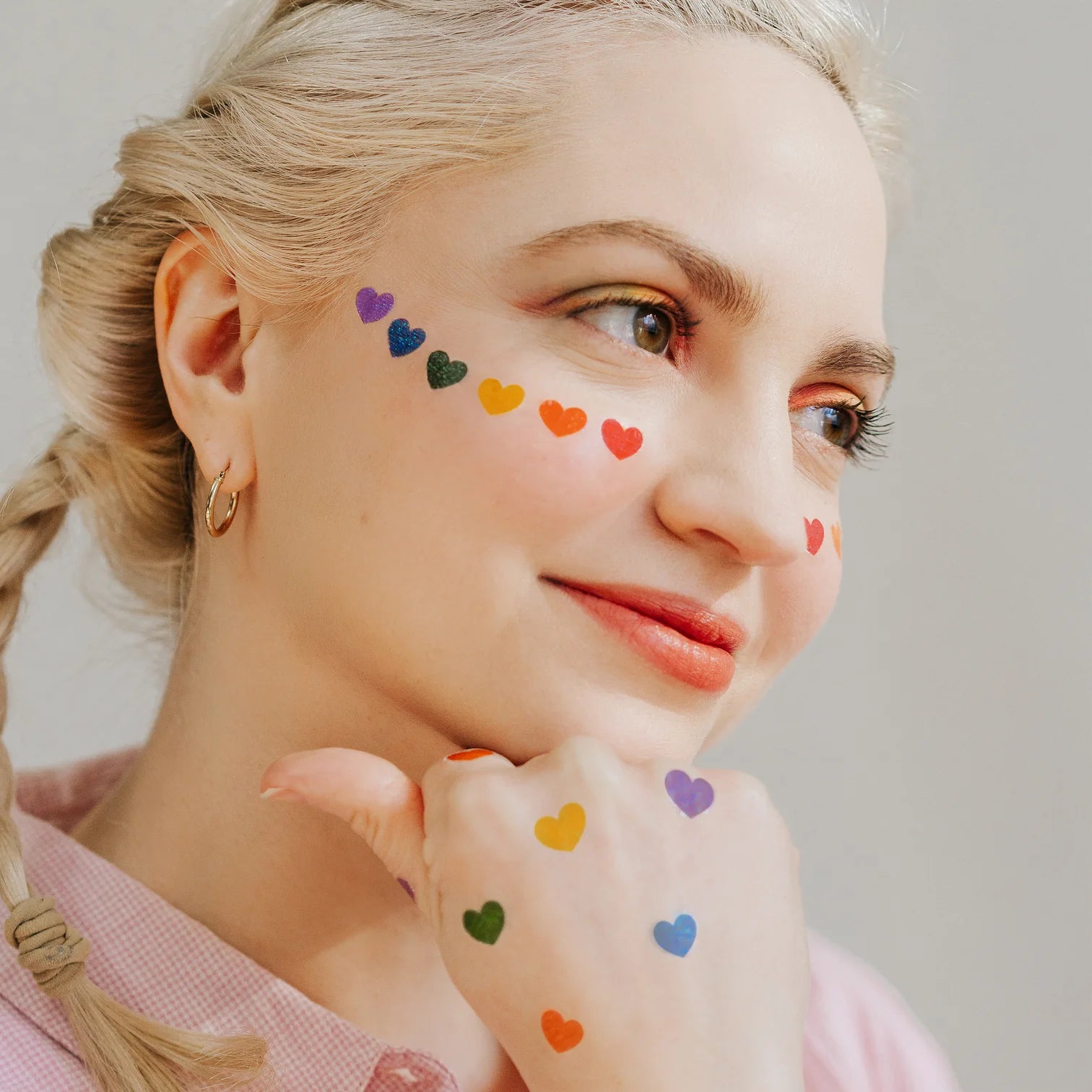 Rainbow Glitter Hearts Tattoo Pair by Tattly
