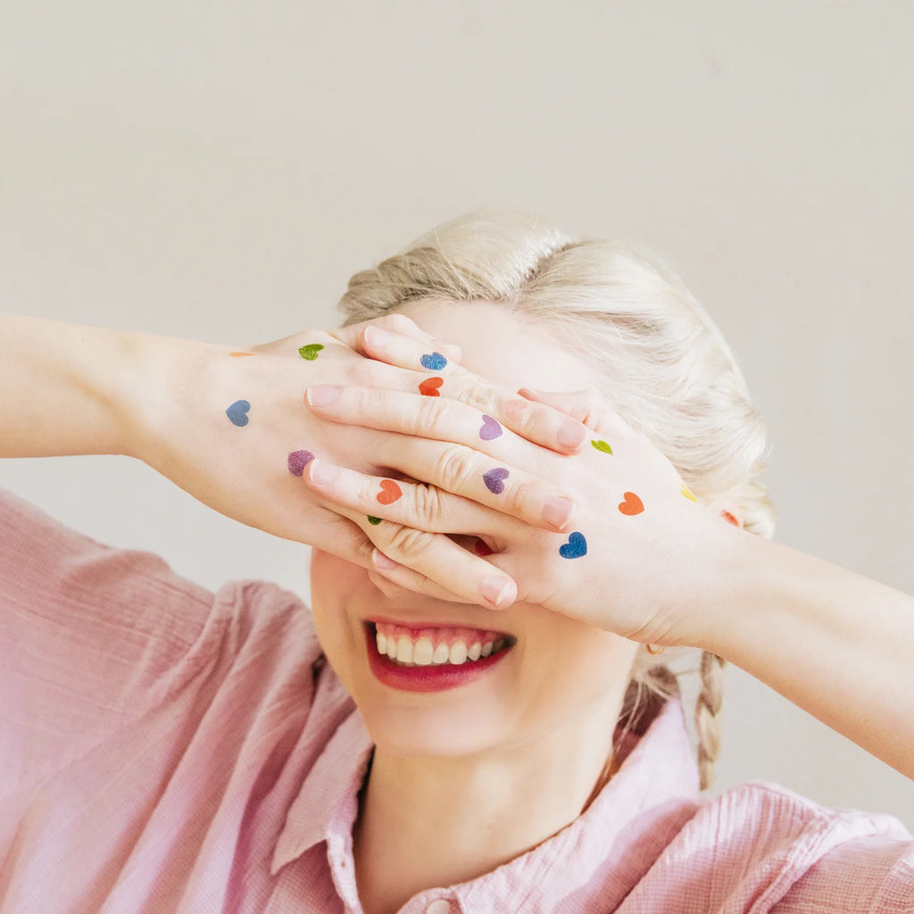 Rainbow Glitter Hearts Tattoo Pair by Tattly