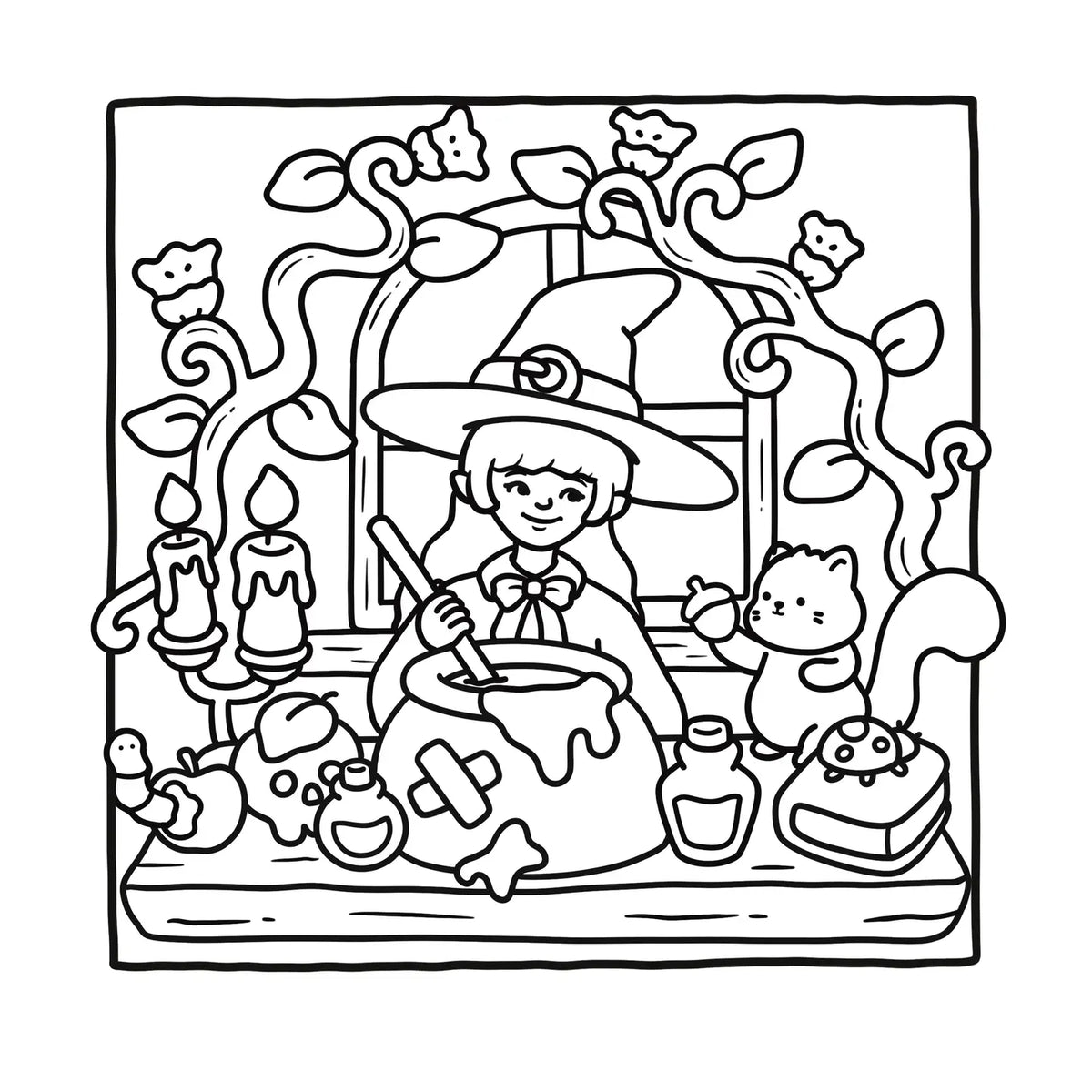 Cozy Witchy Coloring Book by Belly Bean Co.