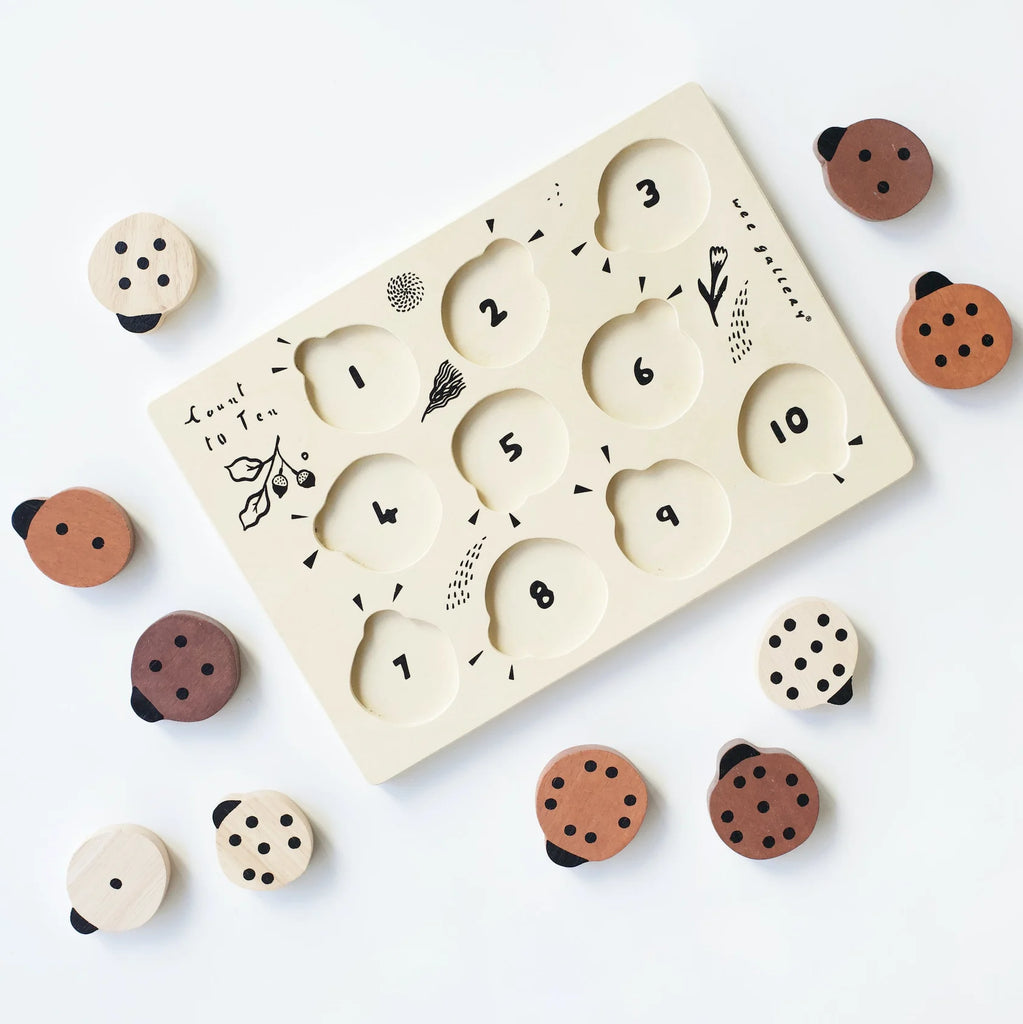 Wooden Tray Puzzle - Count to 10 Ladybugs by Wee Gallery