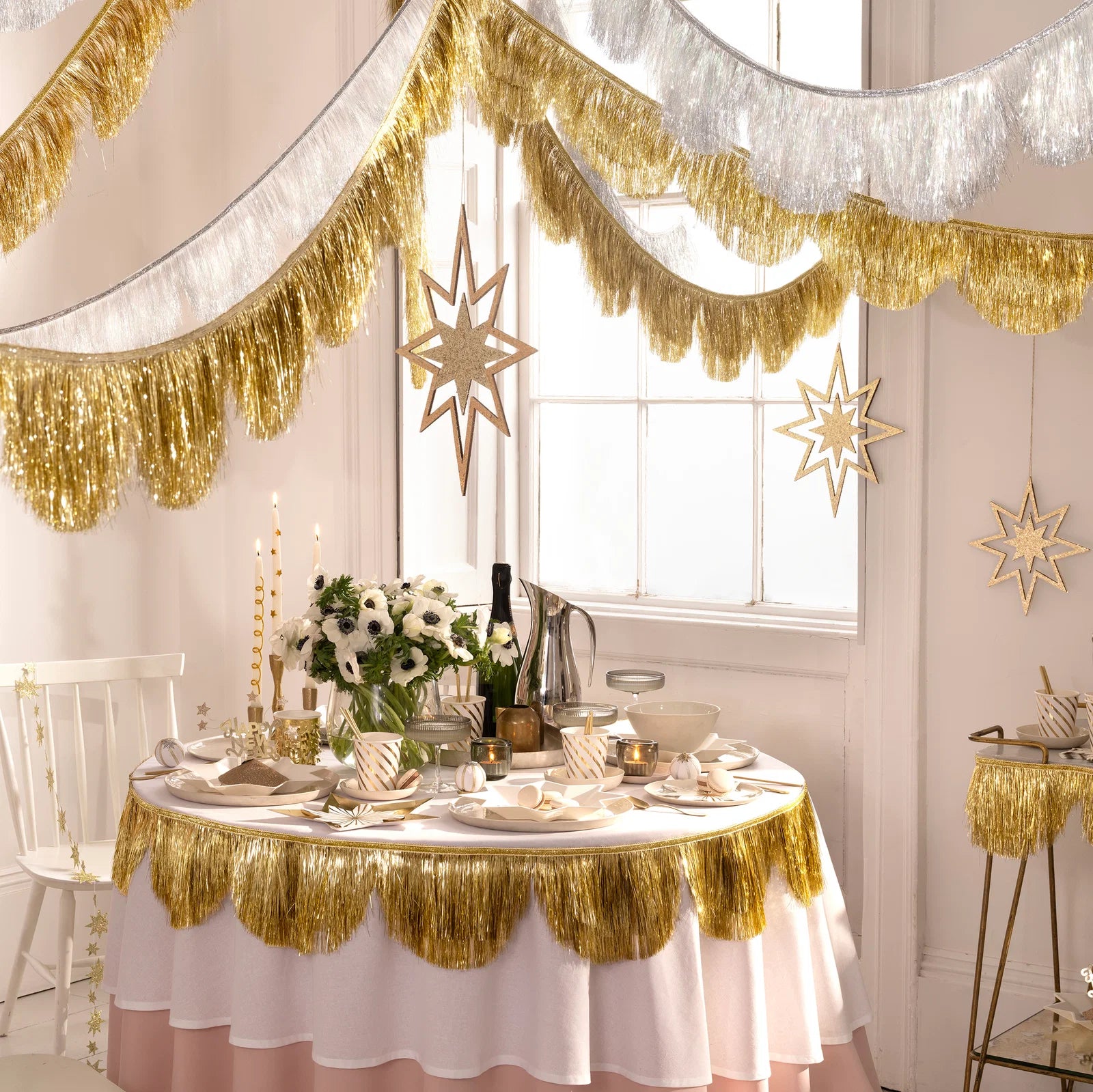 Large Glitter Wooden Star Decorations