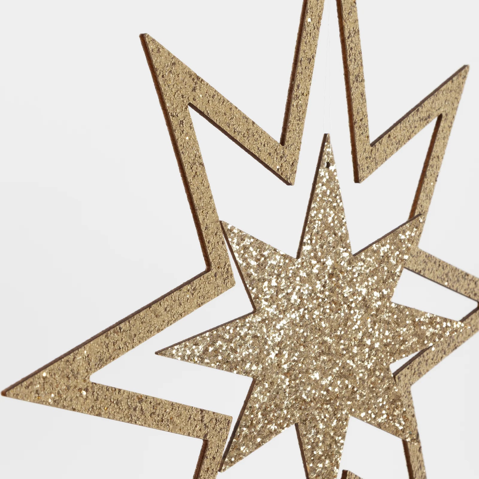Large Glitter Wooden Star Decorations