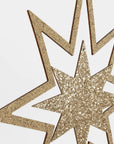 Large Glitter Wooden Star Decorations