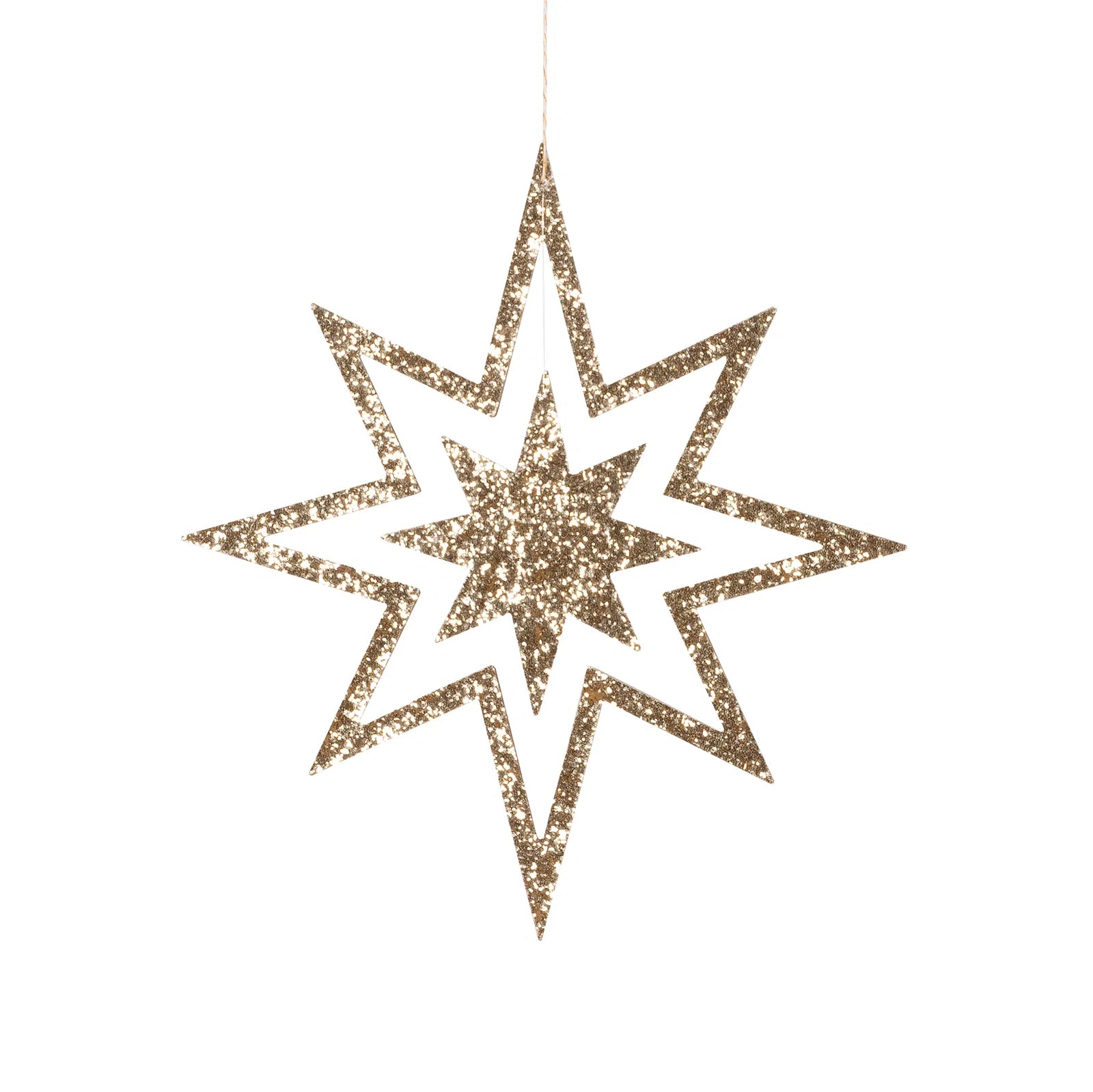 Large Glitter Wooden Star Decorations