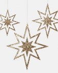 Large Glitter Wooden Star Decorations