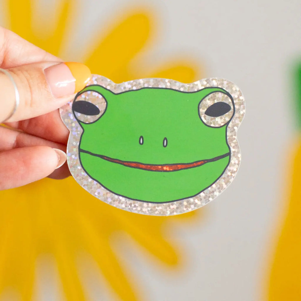 Glitter Froggy Face Sticker by Jenny Lemons