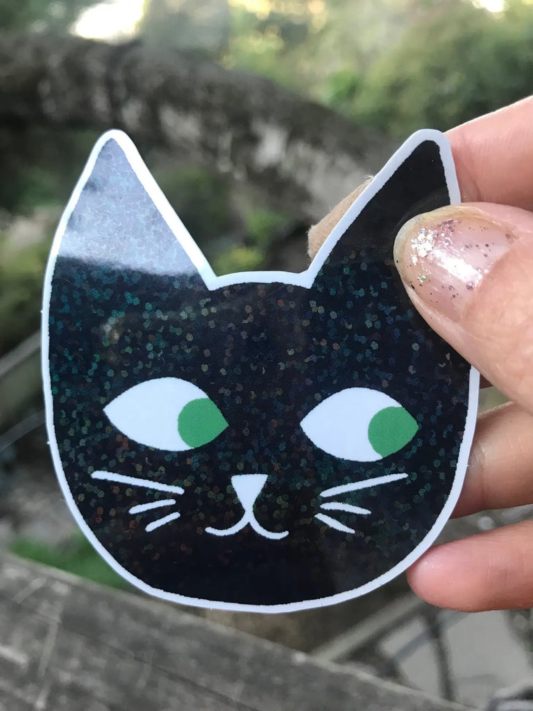 Glitter Cat Head Sticker by Baby Cats of California
