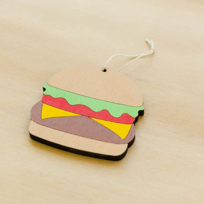 SALE Burger Wood Ornament by Gold Teeth Brooklyn