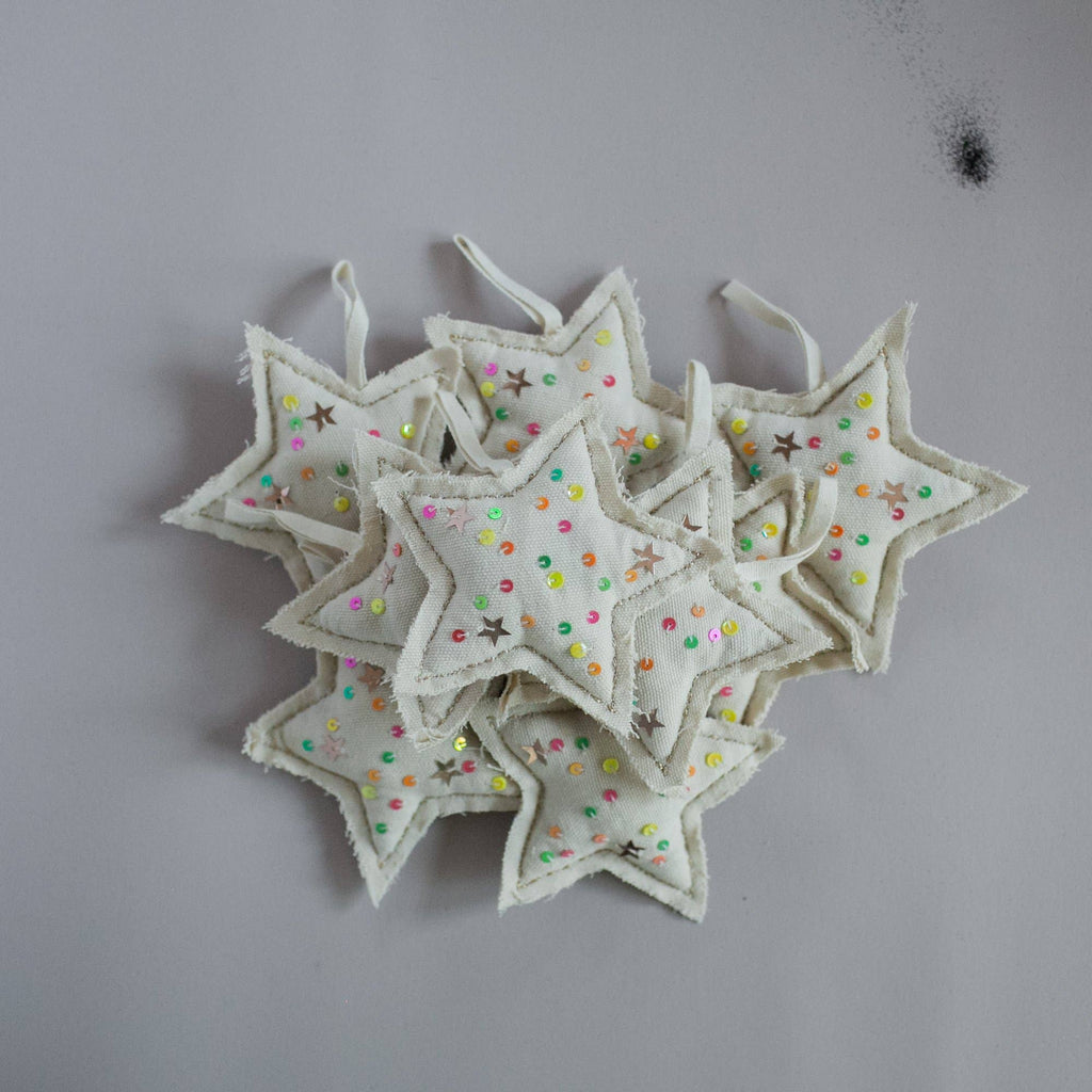 SALE Neon Confetti Star - Cotton & Lavender filled Ornament by Skippy Cotton