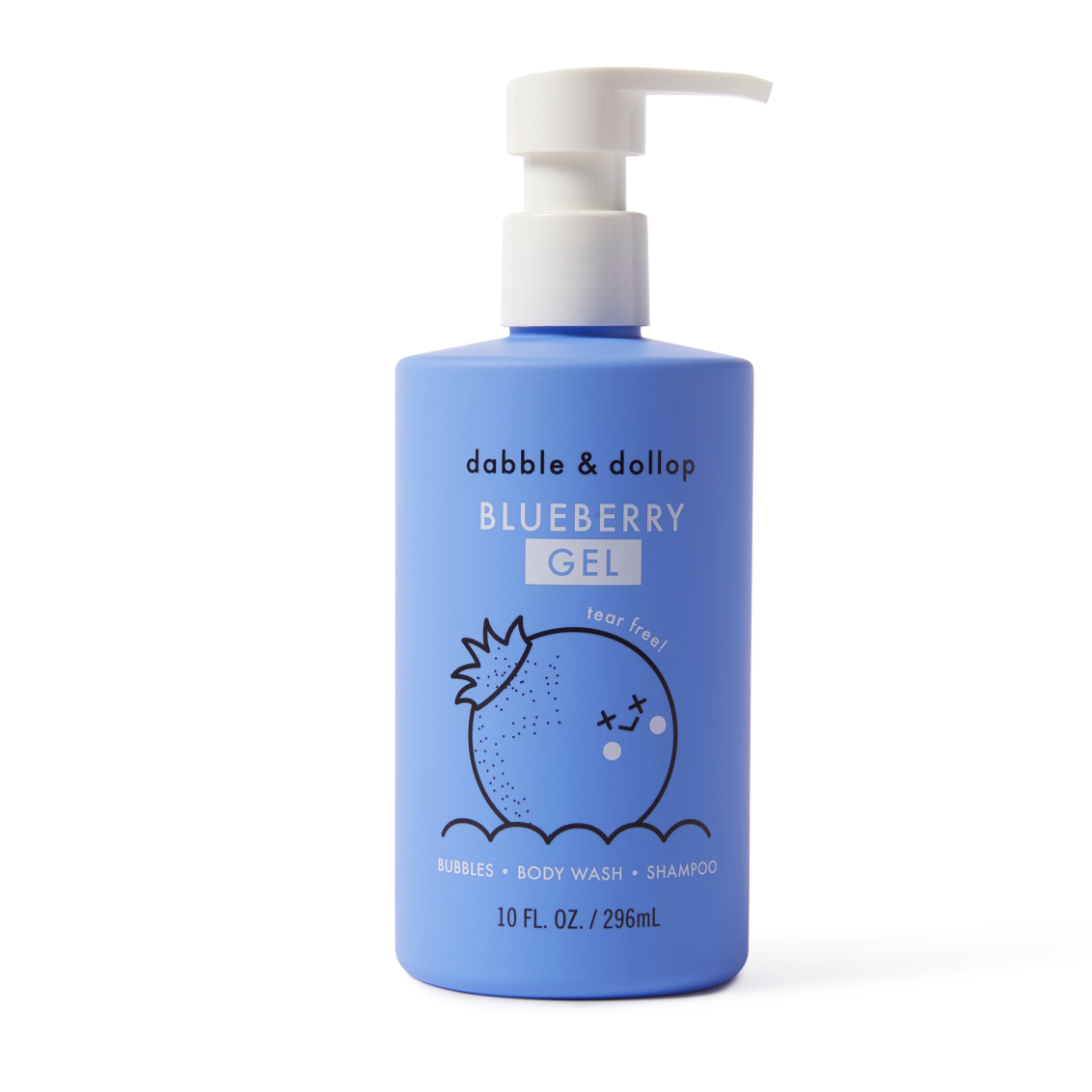 Blue bottle of blueberry shower gel.