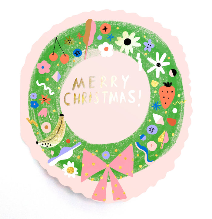 Wreath - Shaped Holiday Card by Carolyn Suzuki