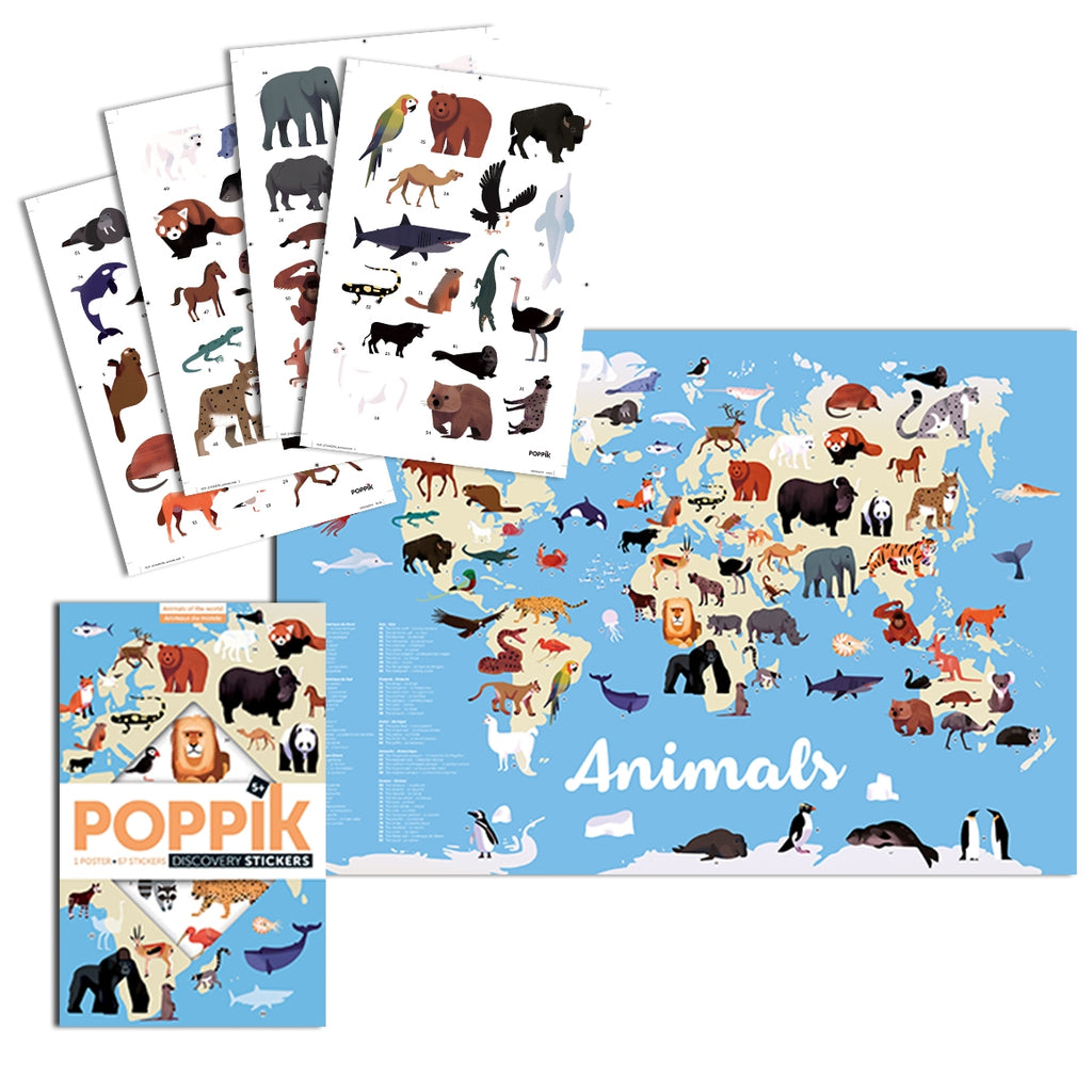Animals of the World Discovery Sticker Activity Poster by Poppik