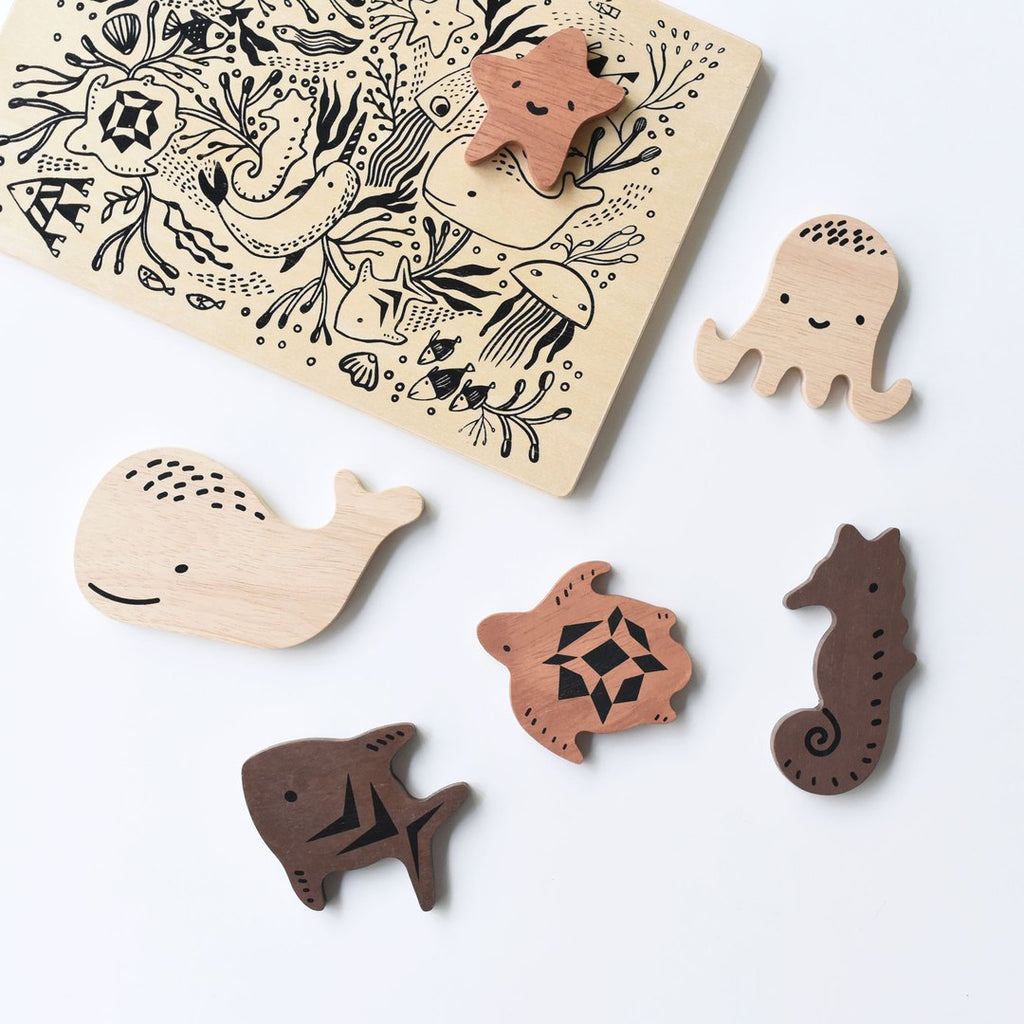 Ocean Animals Wood Puzzle by Wee Gallery