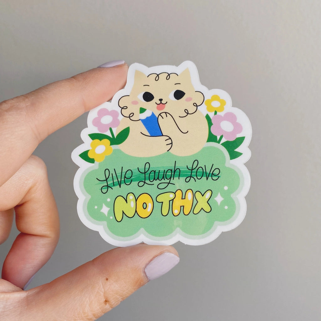 No Thx Cat Sticker by Ann Lettering