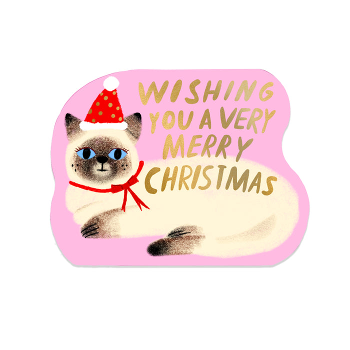 Very Merry Feline Greeting Card by Carolyn Suzuki