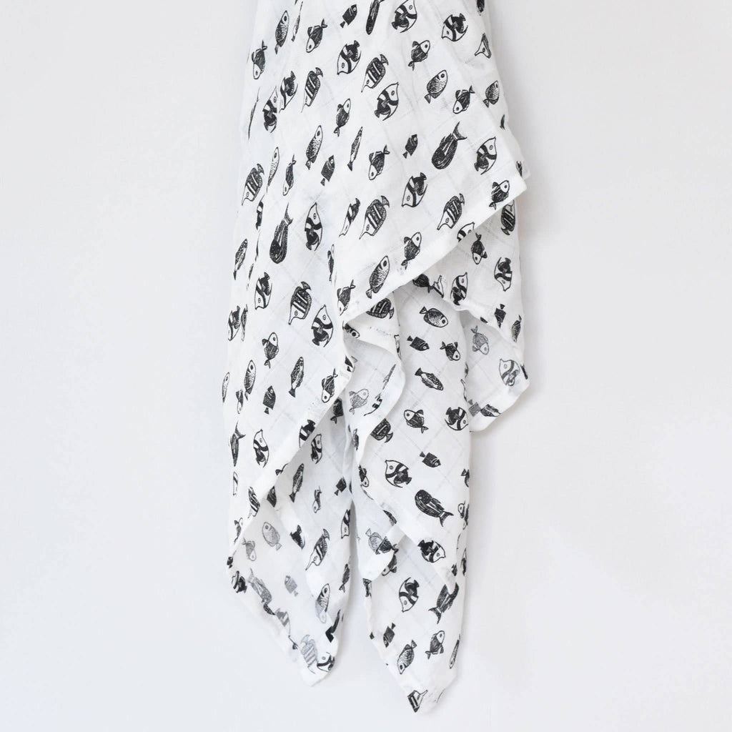 Fish Organic Muslin Swaddle by Wee Gallery