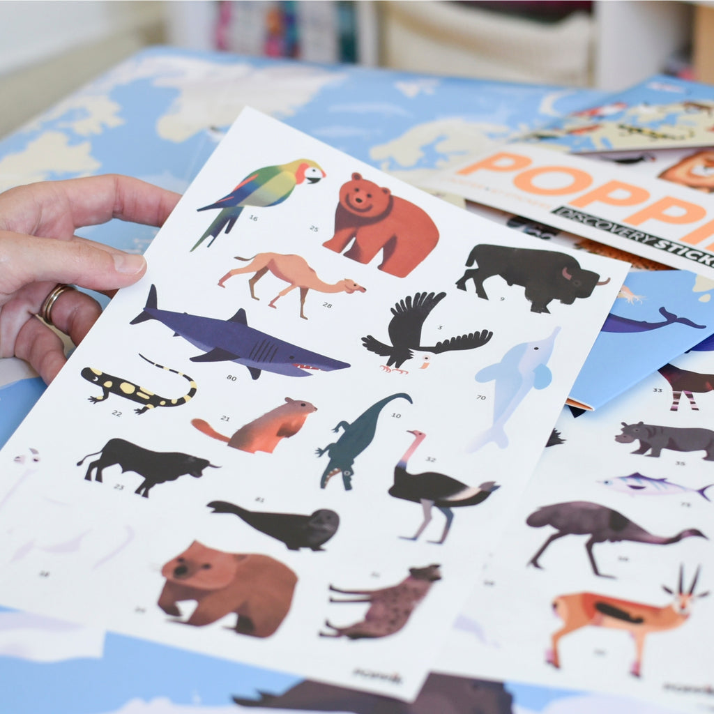 Animals of the World Discovery Sticker Activity Poster by Poppik