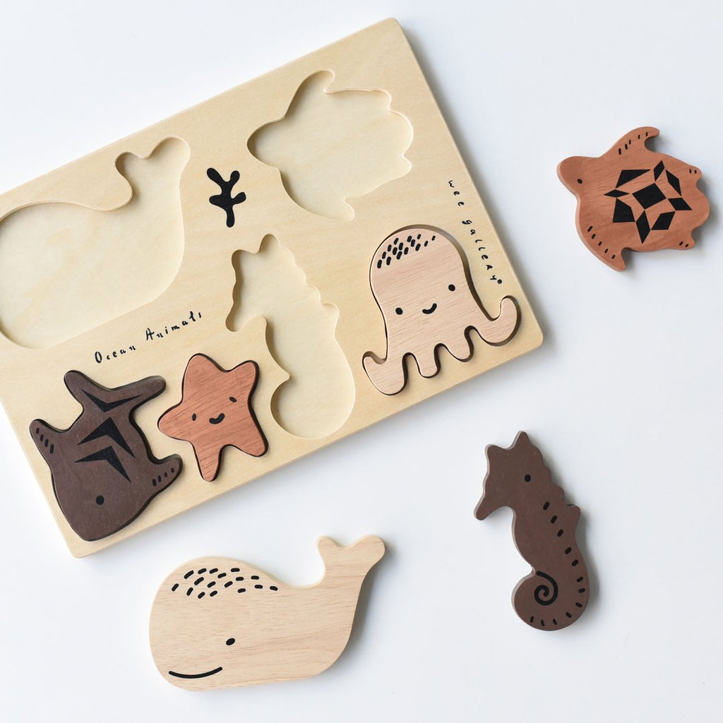Ocean Animals Wood Puzzle by Wee Gallery