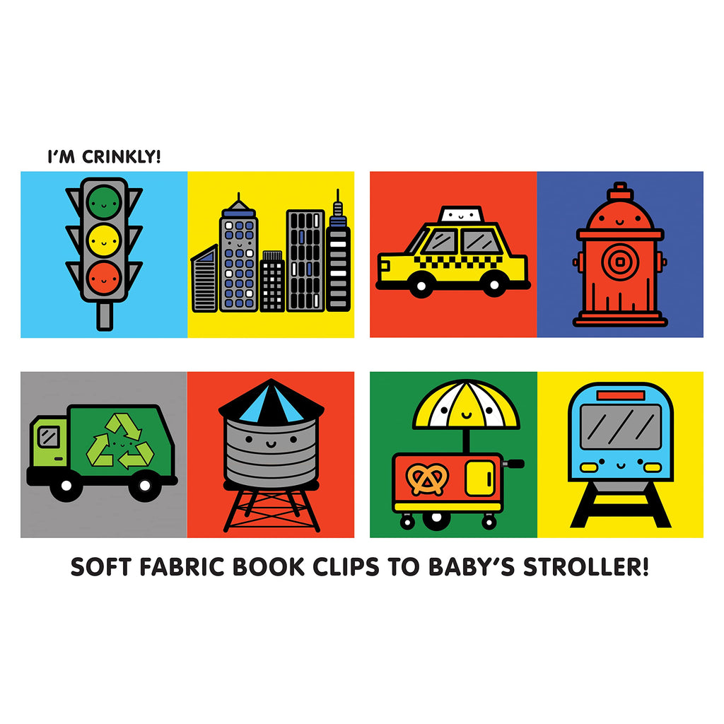 City Baby Crinkle Stroller Book by Mochi Kids for Mudpuppy
