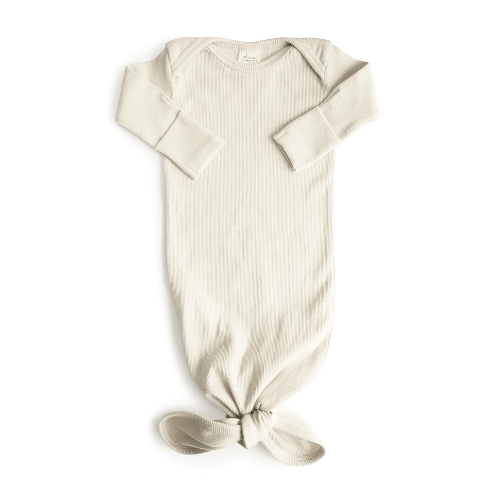 Ribbed Knotted Baby Gown by Mushie