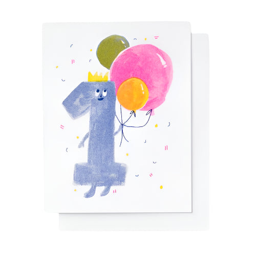 Birthday 1 - Risograph Card by Yellow Owl Workshop