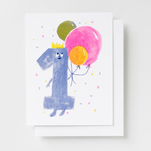 Birthday 1 - Risograph Card by Yellow Owl Workshop