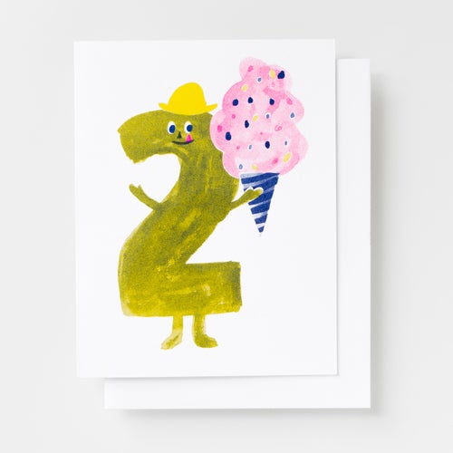 Birthday 2 - Risograph Card by Yellow Owl Workshop