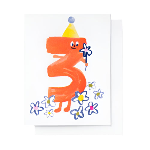 Birthday 3 - Risograph Card by Yellow Owl Workshop