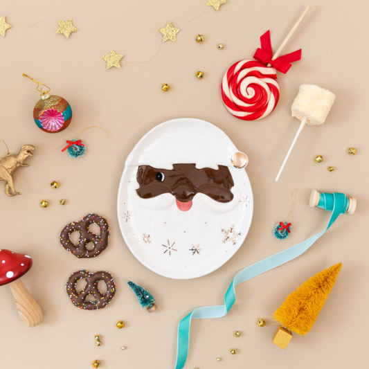 SALE Cocoa Santa Plate in Chocolate by Sunny & Ted