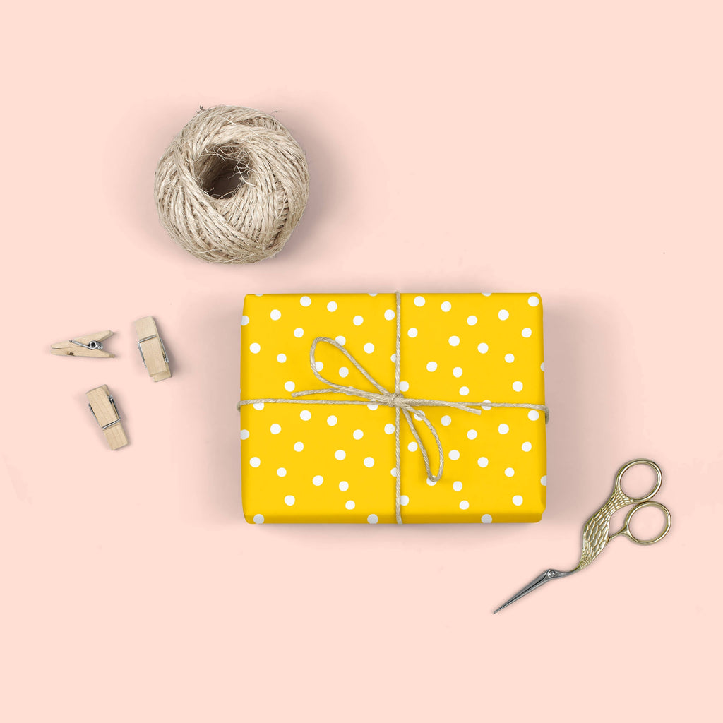 Polka Dots, Golden Yellow Gift Wrap - 3 Sheets by MellowWorks