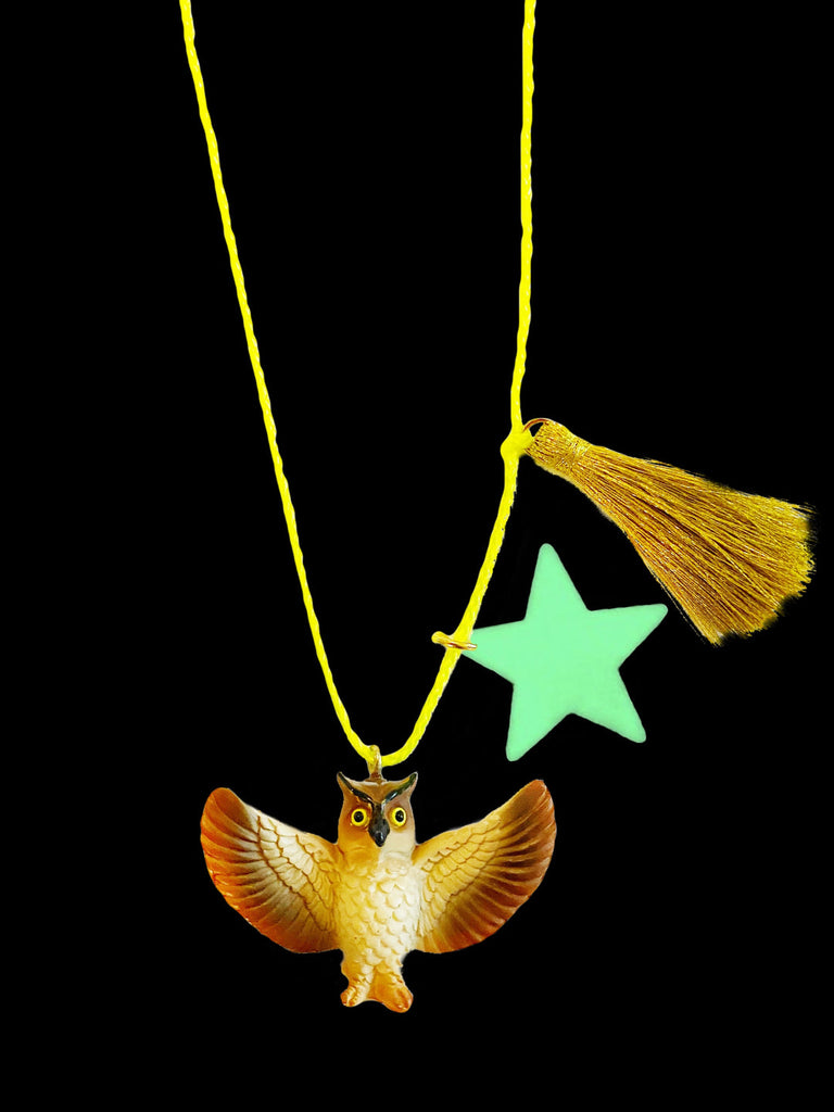 Marlo the Owl with Glow in the Dark Star Necklace by Gunner and Lux