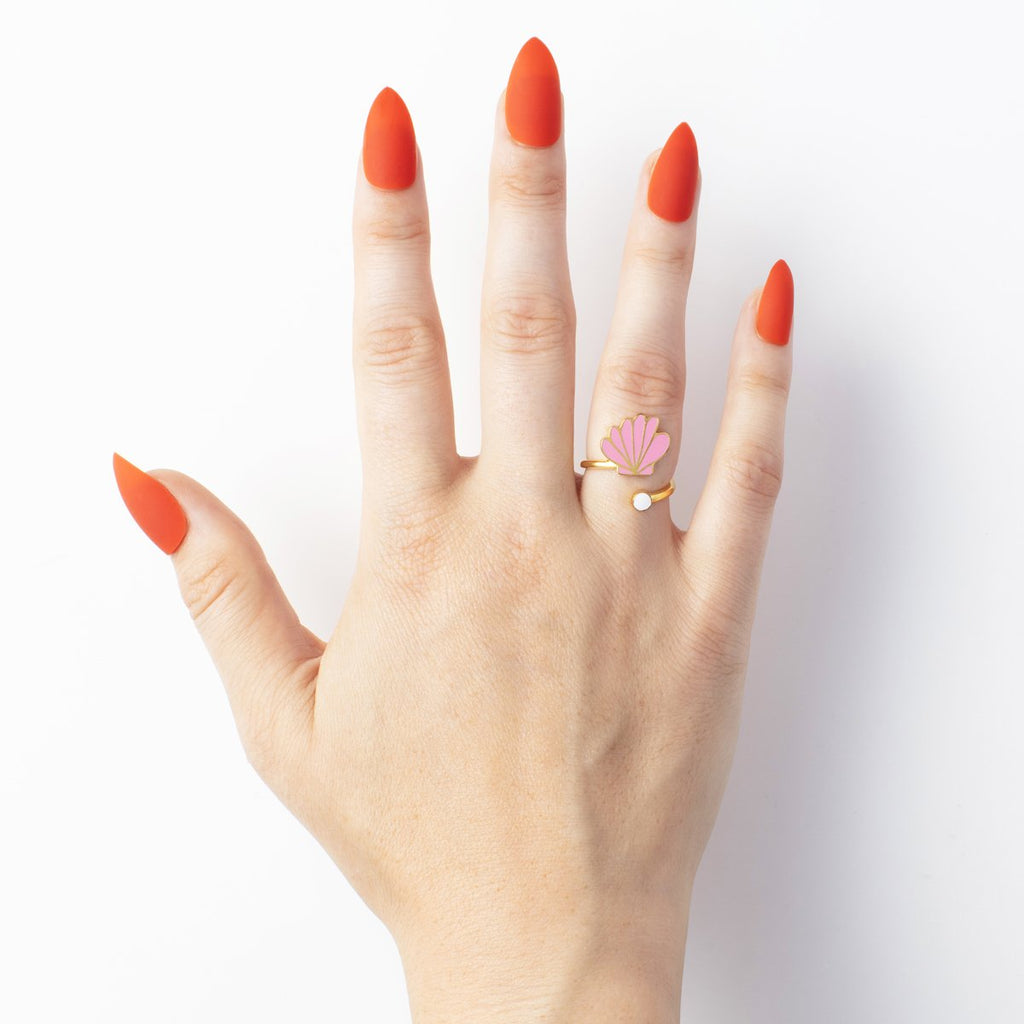 Seashell & Pearl Ring by Yellow Owl Workshop