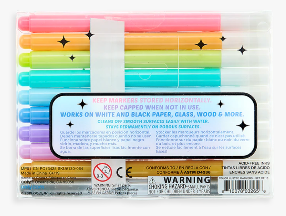 color lustre metallic brush markers - set of 10 by Ooly