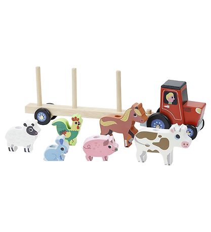 Tractor and Trailer with Animals Stacking Game by Vilac