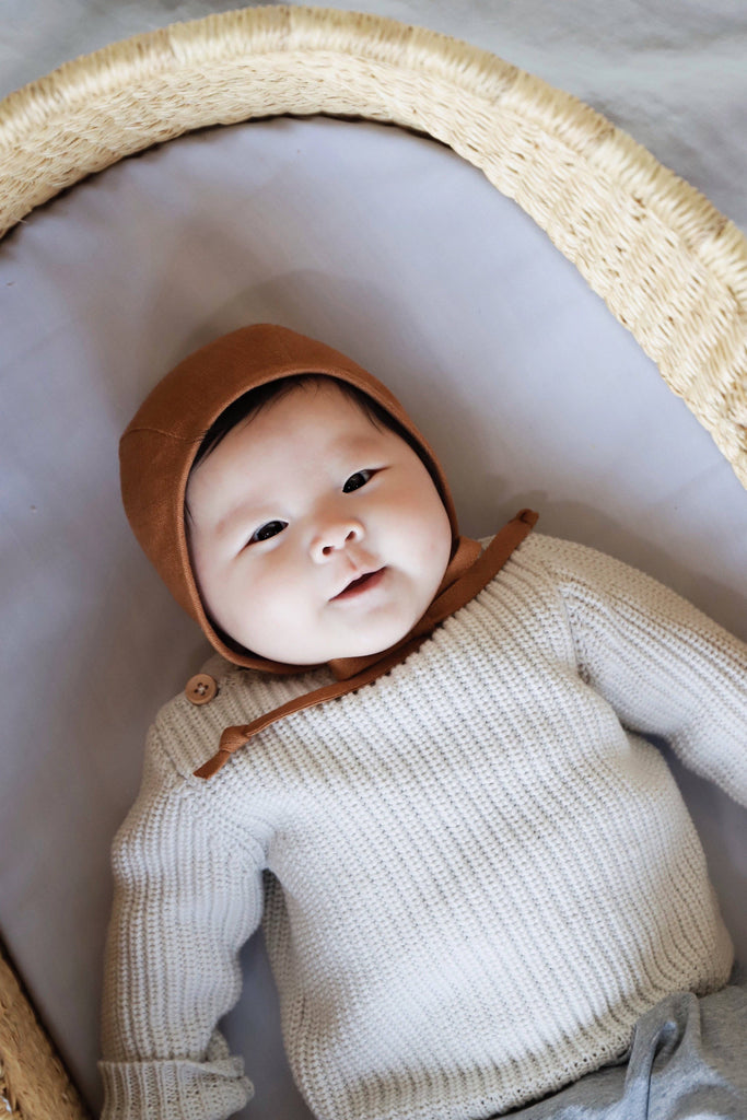 Rust Linen Bonnet Cotton-Lined by Briar Baby