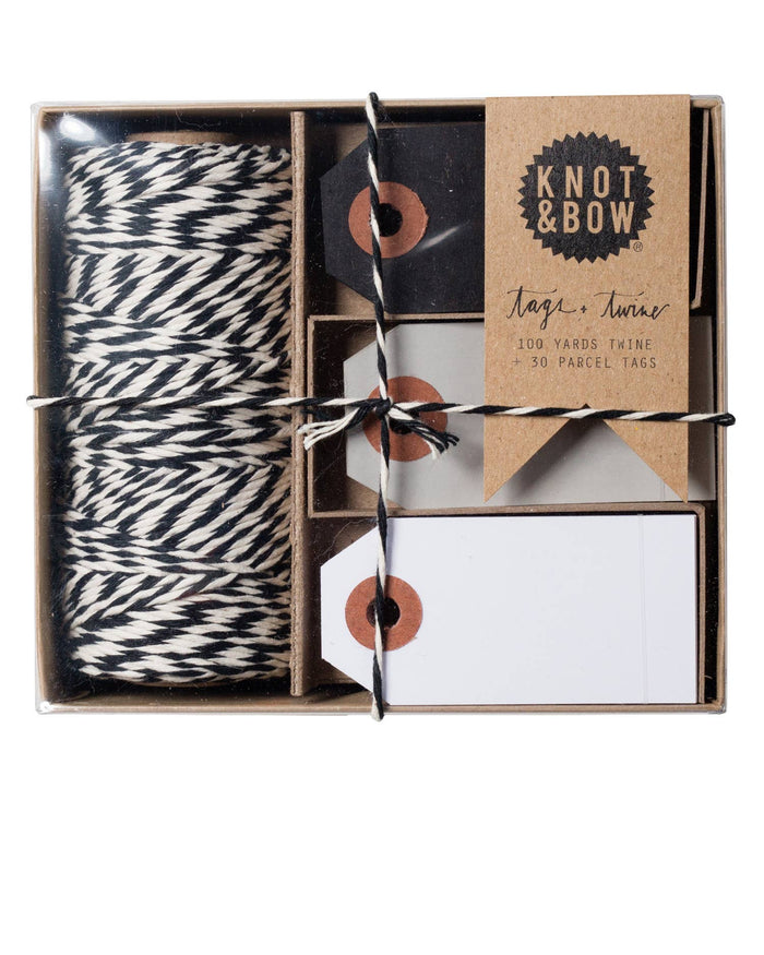 Black Natural Black Tag and Twine Box by Knot & Bow