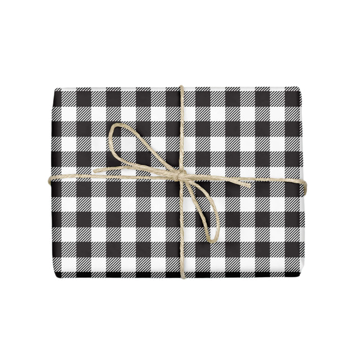 Black & White Buffalo Plaid Gift Wrap - 3 Sheets by MellowWorks